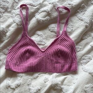 Pink Knit-Ribbed Bralette